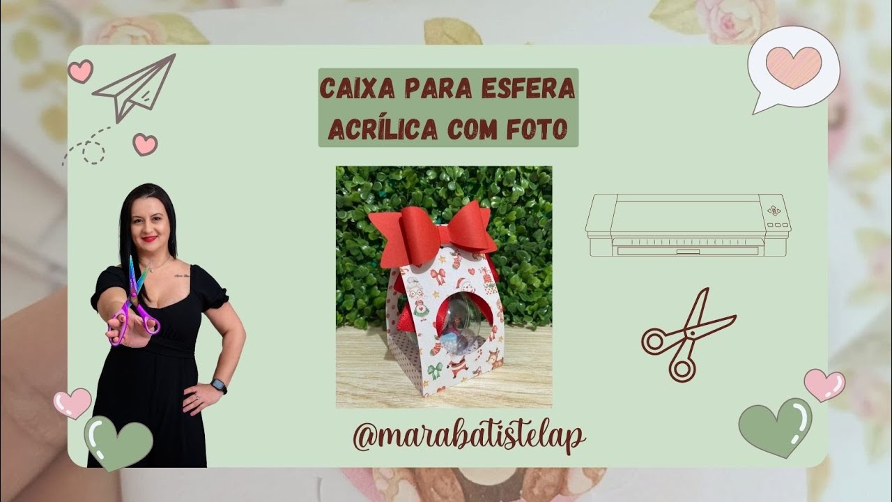Caixa presente para esfera acrílica com foto com molde gratuito!