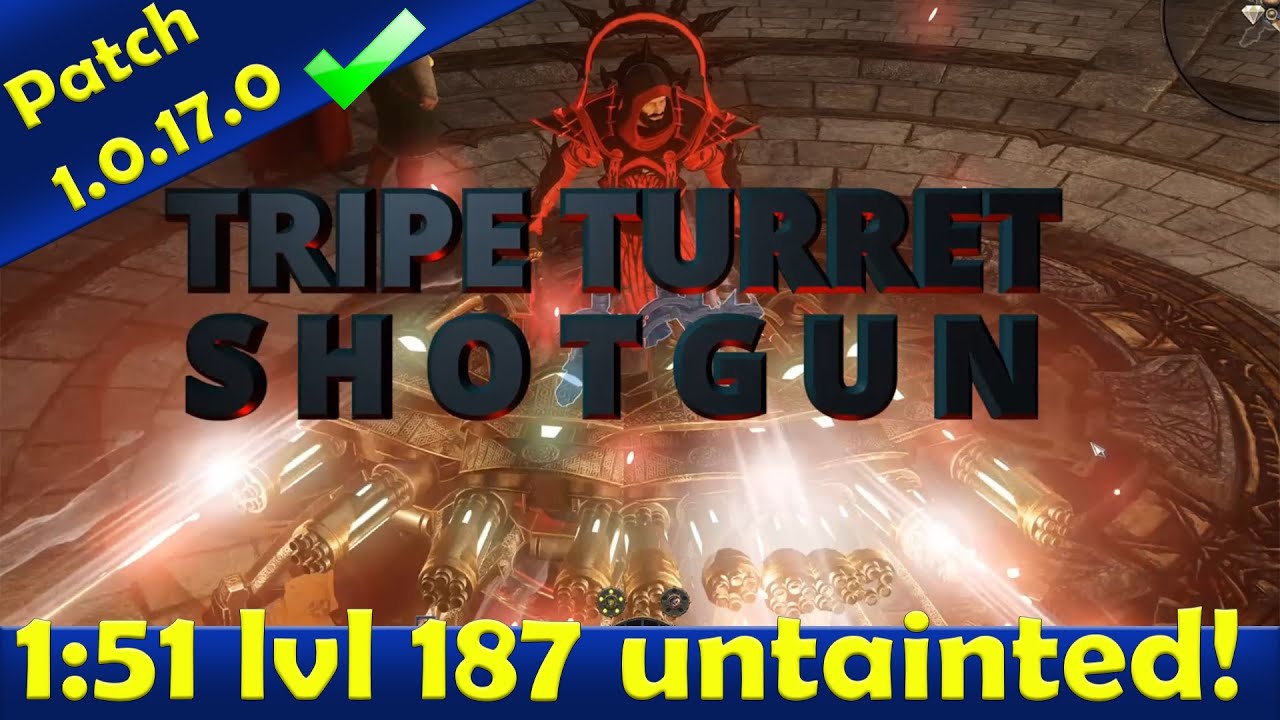 WOLCEN 1.0.17 build guide: Insanely powerful triple turret shotgun. Lvl 187 untainted in 01:51 !!