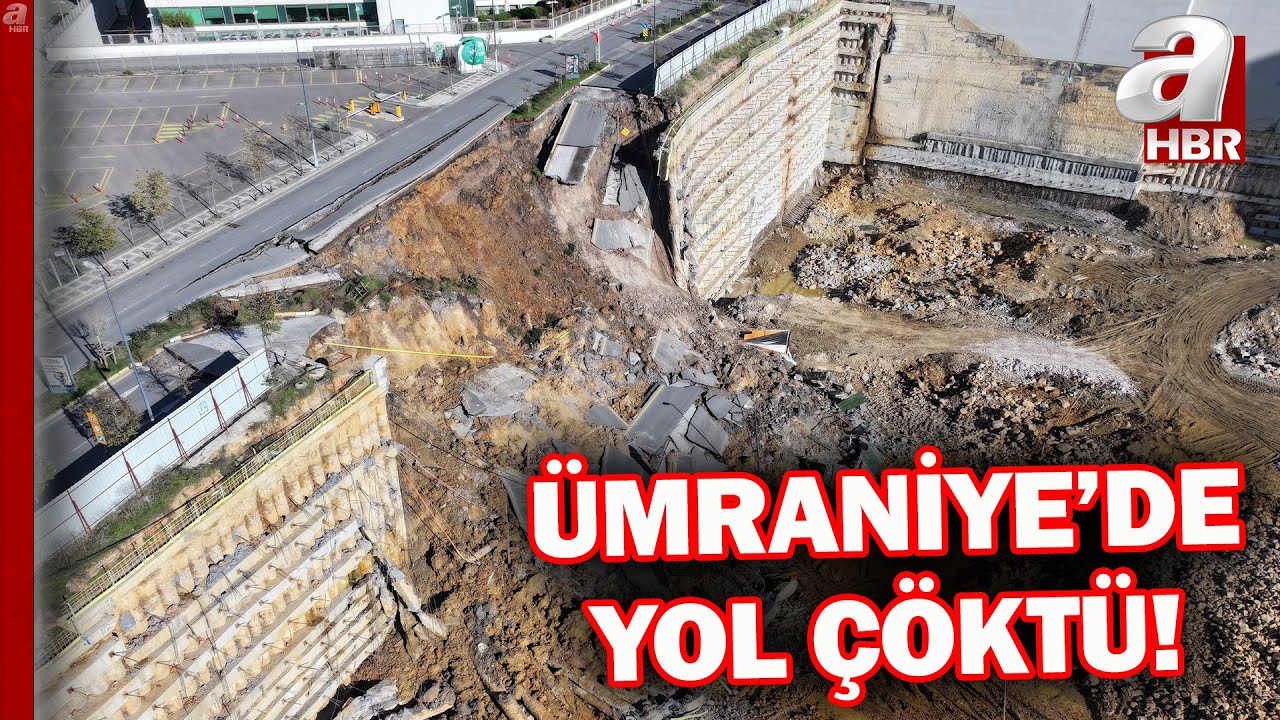 Ümraniye'de istinat duvarı yıkıldı, yol çöktü! | A Haber