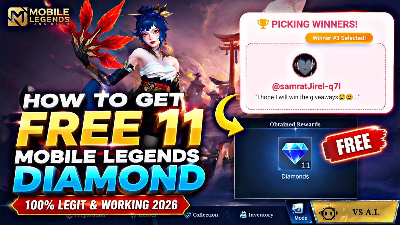 Как получить БЕСПЛАТНЫЕ алмазы в Mobile Legends 2026 💎 Новый рабочий способ участия в розыгрыше (...