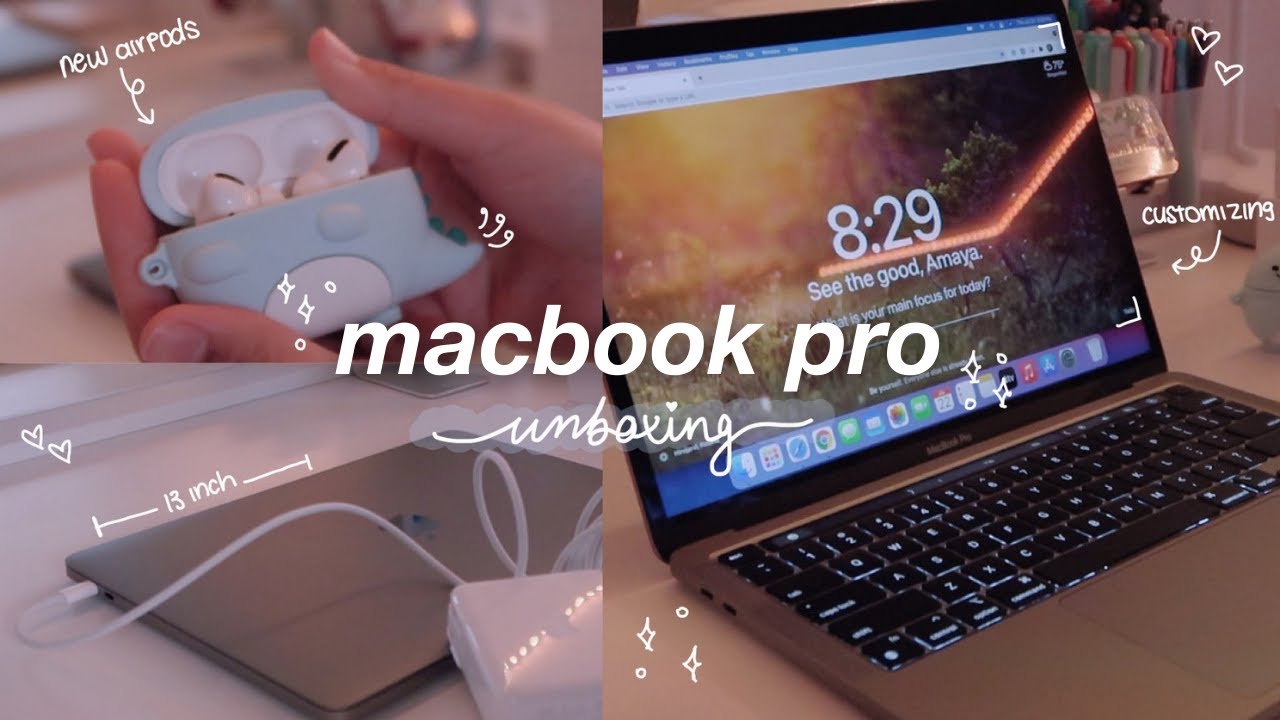 macbook pro 2020 m1 unboxing 💻 ✨setting up + customization + accessories