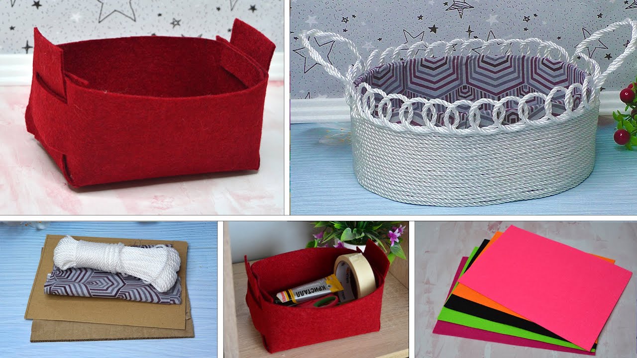 How to make storage boxes // Cardboard and felt crafts