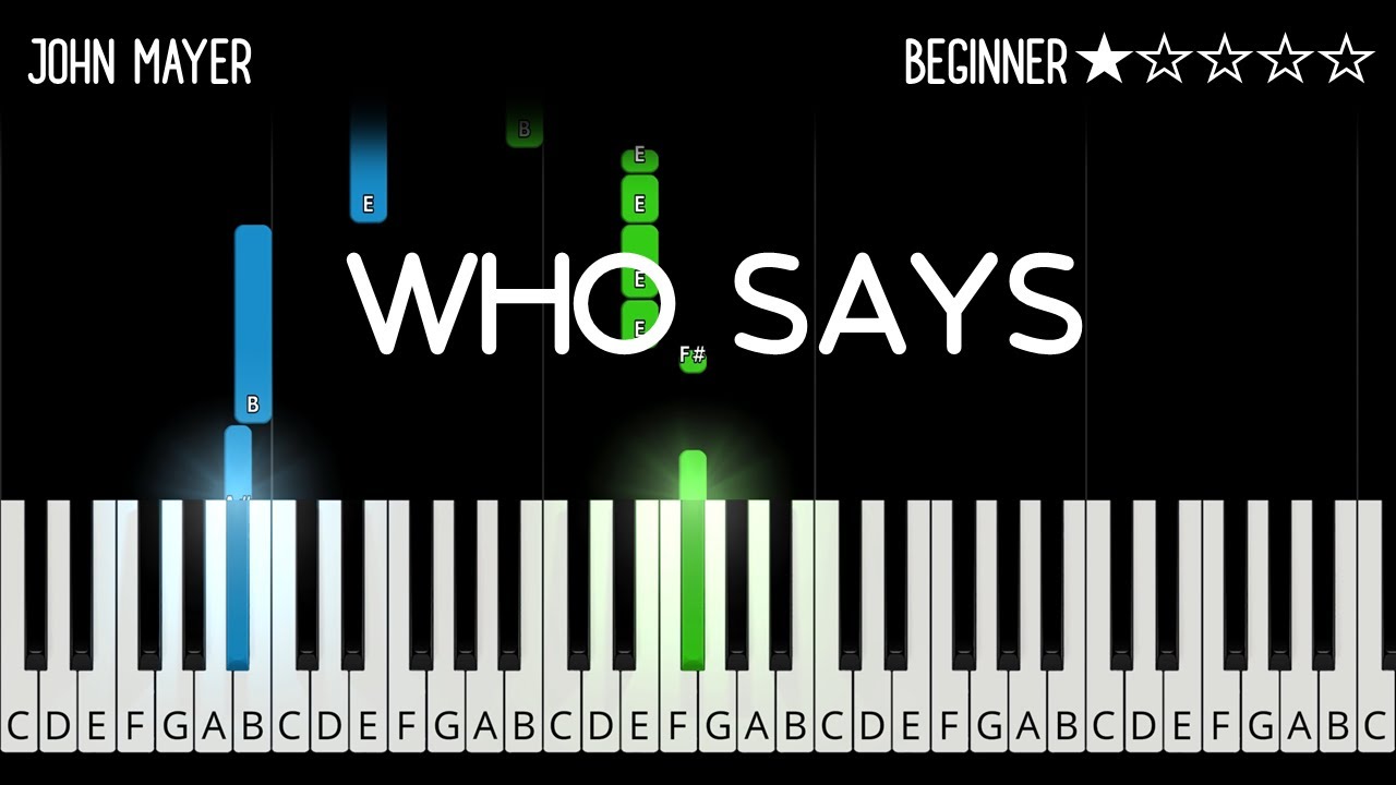John Mayer - Who Says - EASY Piano Tutorial