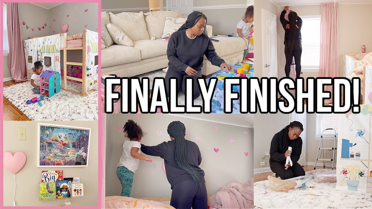 IT'S FINALLY FINISHED!!! EXTREME GET IT ALL DONE CLEAN WITH ME | TODDLER GIRL ROOM IDEAS ON A BUDGET