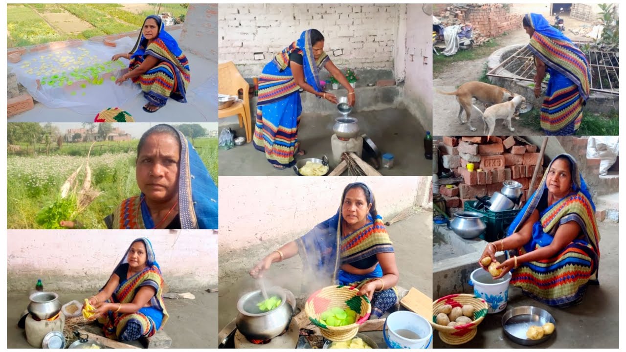 🐶Dogs को खाना देने बाद आलू के चिप्स बनाने के काम पर लग गई में🥔🥔खेत के ताजे आलू के चिप्स बहुत बढ़िया😍