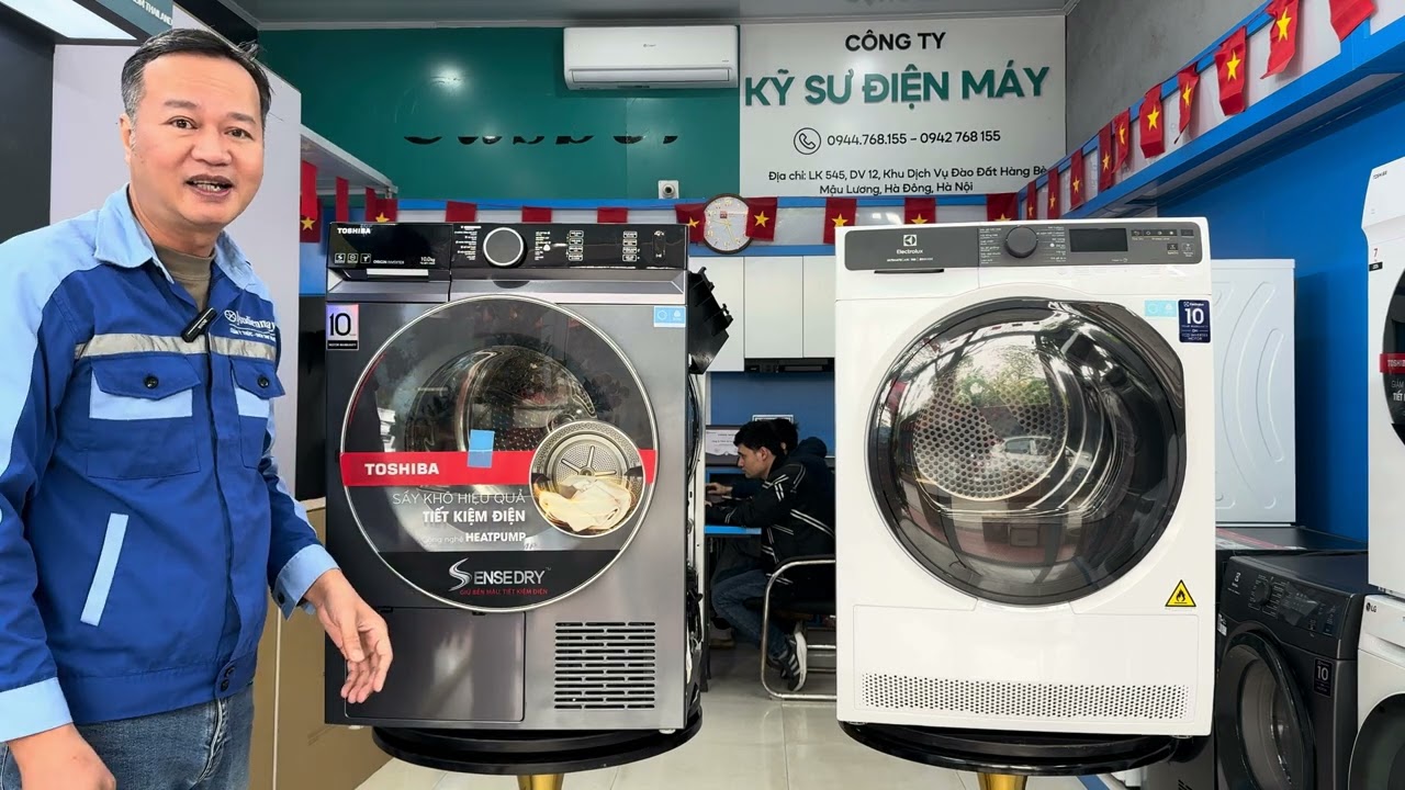 So sánh Máy sấy Bơm nhiệt Electrolux vs Toshiba: Chênh 5 Triệu có đáng tiền?