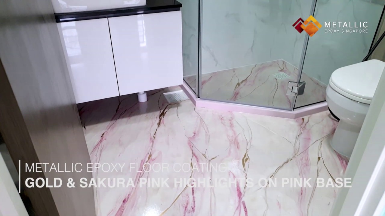 Metallic Epoxy Flooring Design (Gold & Sakura Pink on Light Pink Base)