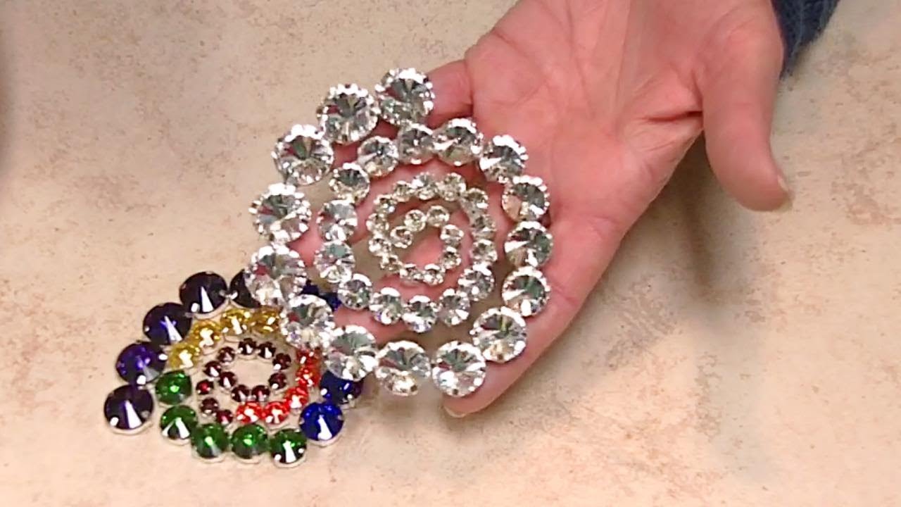 Large Soldered Rhinestone Spiral Earrings