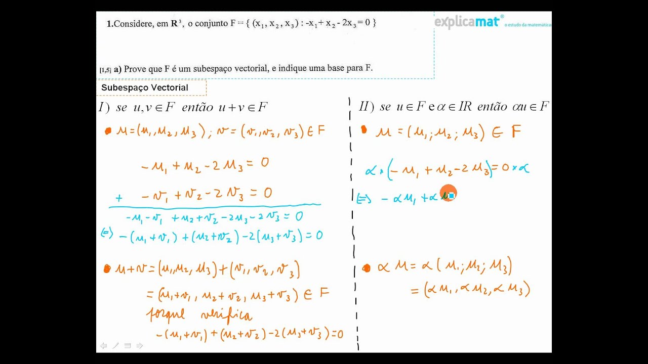 Determinar base de Subespaço Vectorial. Linearmente Independentes