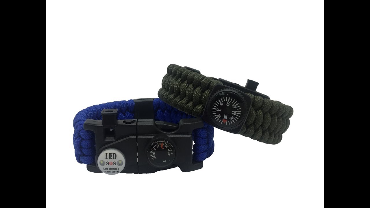Qusoul Newest sos led light paracord survival bracelet