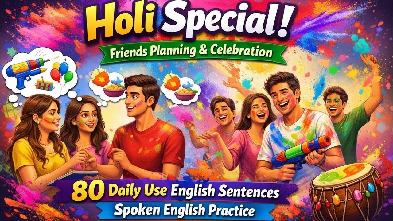 Holi Special – Friends Planning & Celebration | 80 Daily Use English Sentences. Holi Wishes