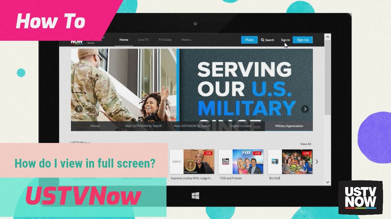 How do I view USTVNow in full screen?