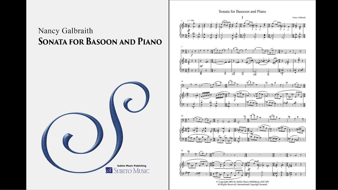 Nancy Galbraith – Sonata for Bassoon and Piano – Music & Score