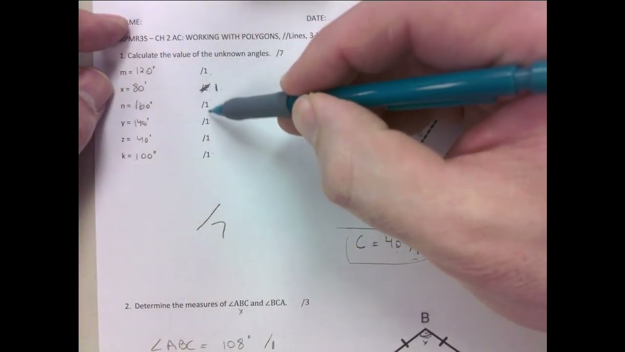 AC CORRECTION: POLYGONS, TRIANGLES, MYSTERY ANGLES