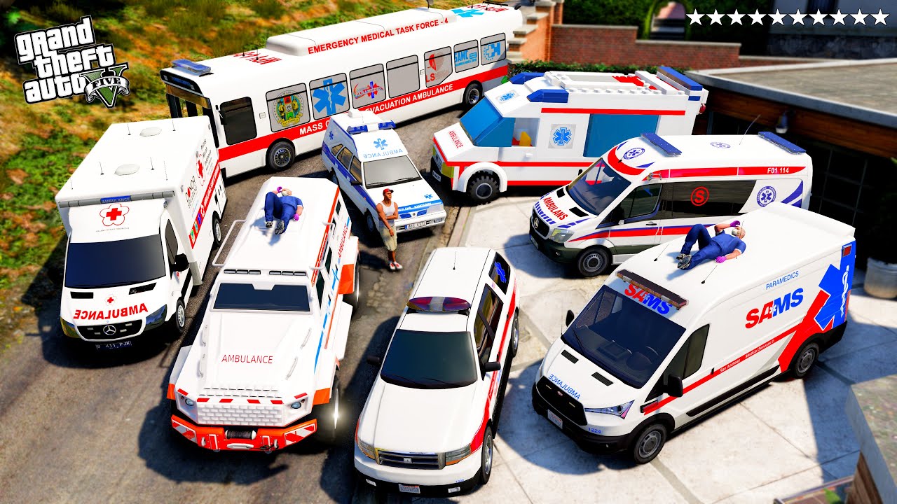 GTA 5 - Stealing Emergency Ambulance Vehicles with Franklin!