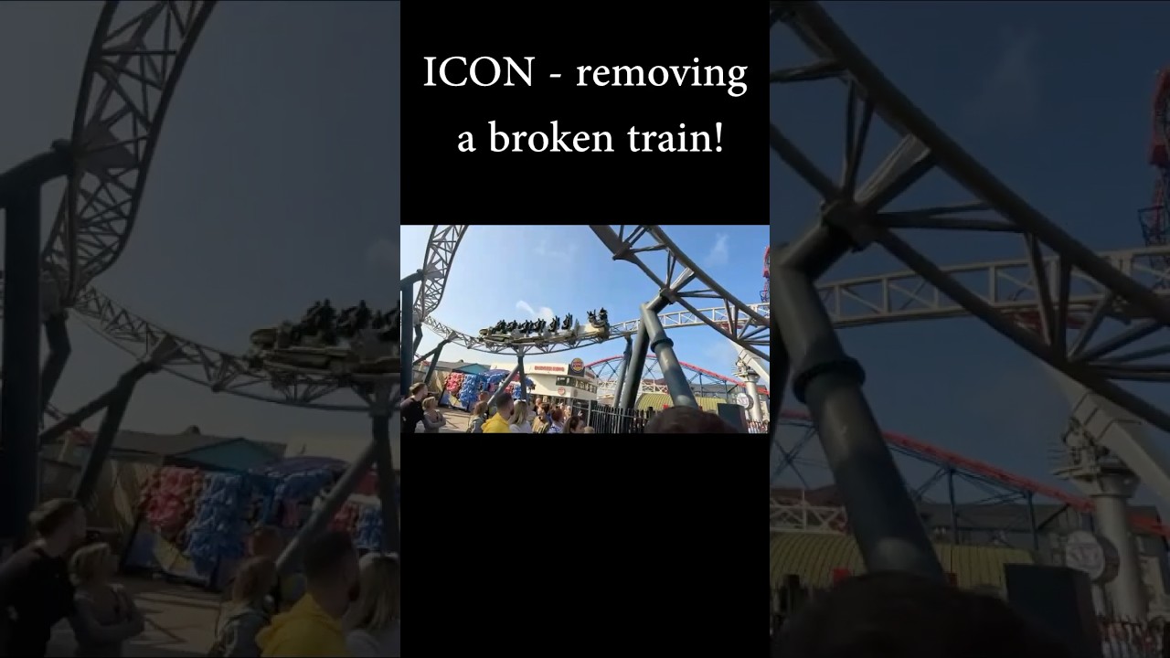 BLACKPOOL&rsquo;S ICON -removing a broken train! #icon #blackpool #pleasurebeach #rollercoaster #themepark