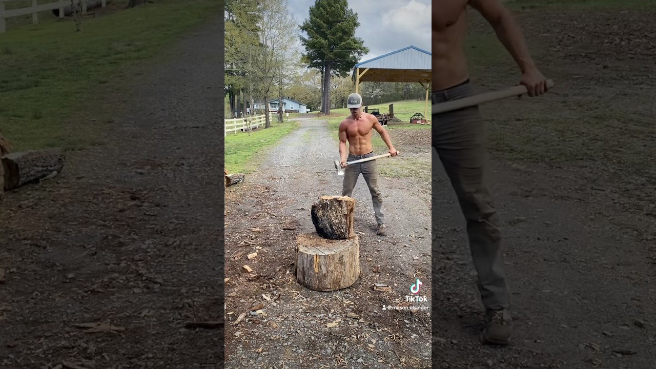 How to split Knotty wood #wedge #splittingwood #fitness #outdoors