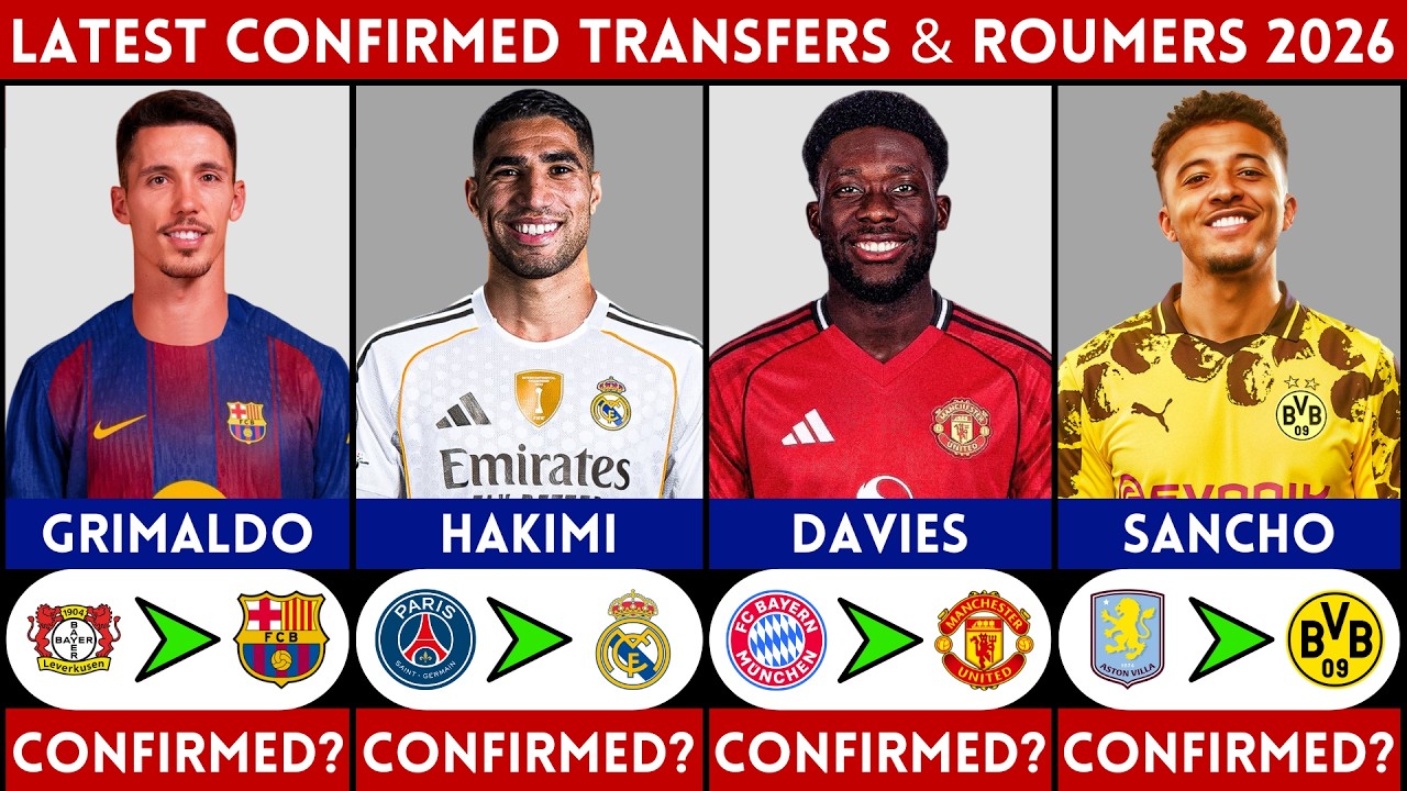 🚨 LATEST CONFIRMED TRANSFER AND RUMOURS 2026 | HAKIMI, DAVIES, SANCHO, GRIMALDO.......