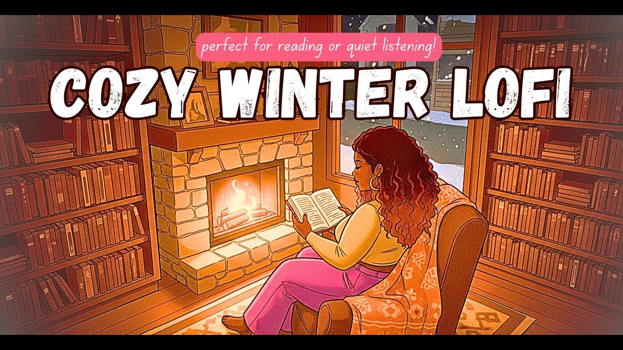 Cozy Winter Lofi 🔥❄️ Fireplace Reading Music | Snowy Day Study Beats