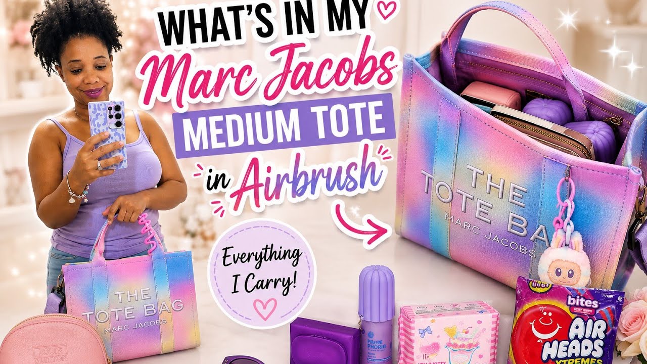 Что в моей сумке Marc Jacobs Airbrush Tote 🍭 | Moknowsbeauty