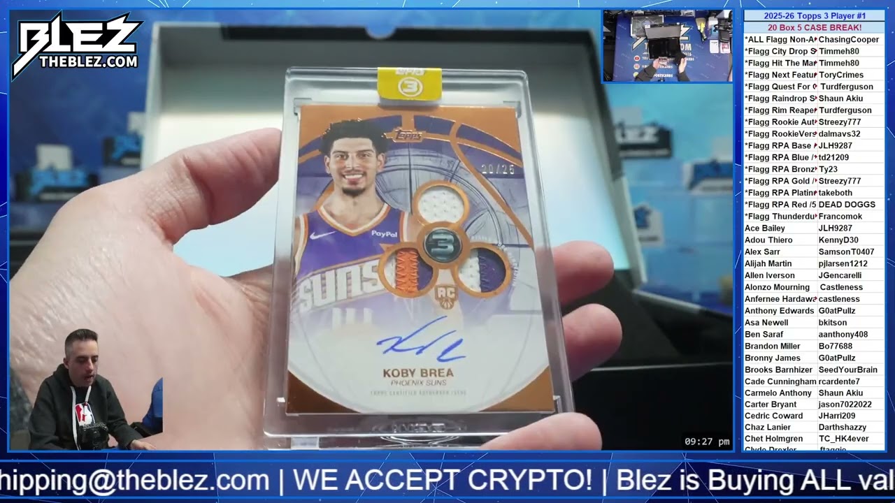 2025-26 Topps Three Hobby NBA 5 Case Break #1 Pick Your Player
