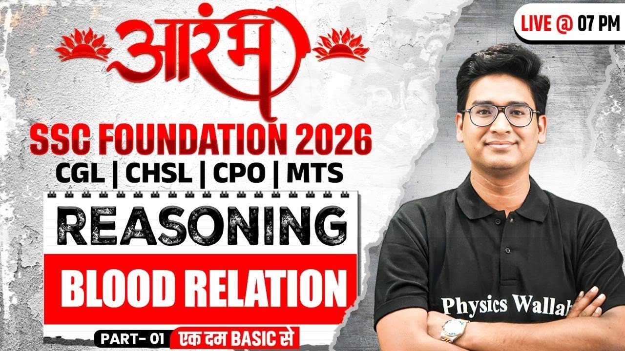 SSC Foundation Reasoning 2026 | Blood Relation Reasoning | SSC CGL, CHSL, CPO, MTS | By Jitin Sir