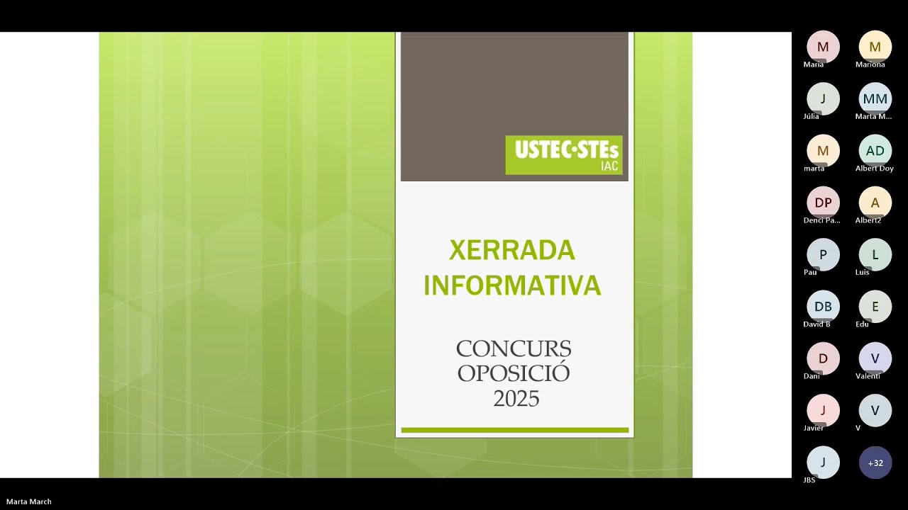 11/02/25 Xerrada informativa d'USTEC sobre les oposicions ordinàries 2025