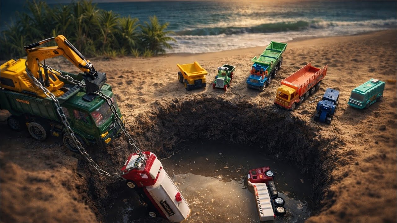 JCB Tractor And Truck Cartoon Video | New BharatBenz Dumper Truck Accident Pulling Out JCB 5CX #jcb 