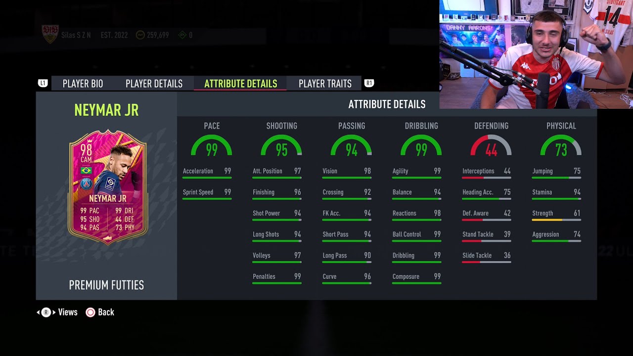 Danny Aarons reacts to 98 FUTTIES Neymar SBC