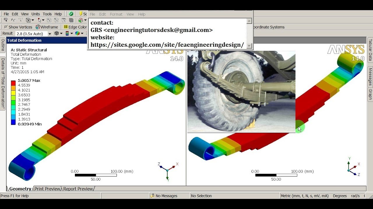 ANSYS Workbench | Automobile Leaf spring Analysis in ANSYS Workbench | GRS |
