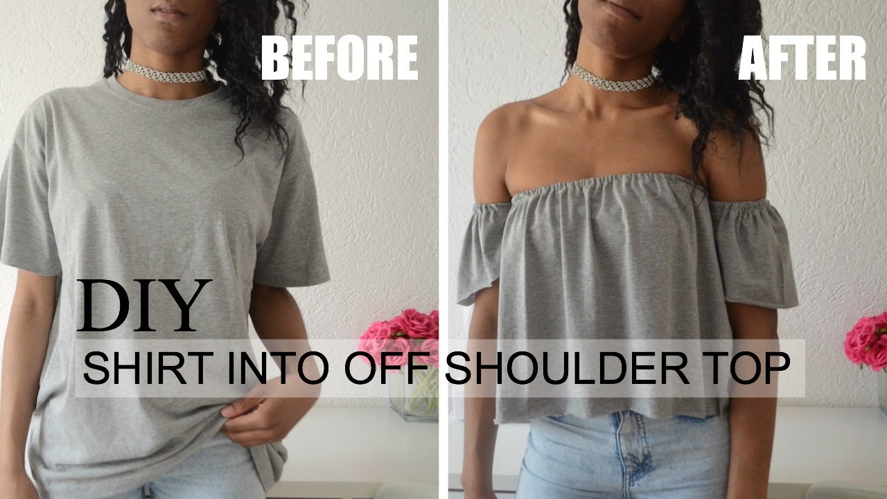 DIY CLOTHING HACK | T-shirt into off the shoulder top