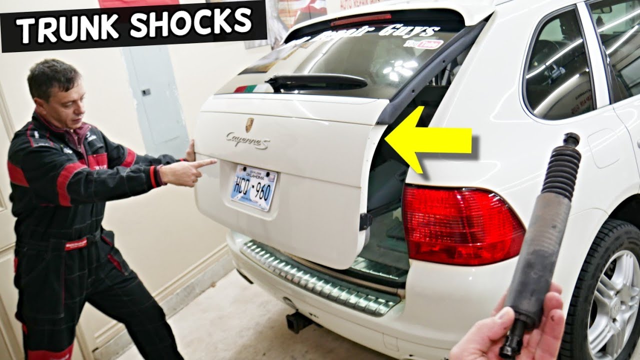 PORSCHE CAYENNE TRUNK STRUT SHOCK SUPPORT REMOVAL REPLACEMENT
