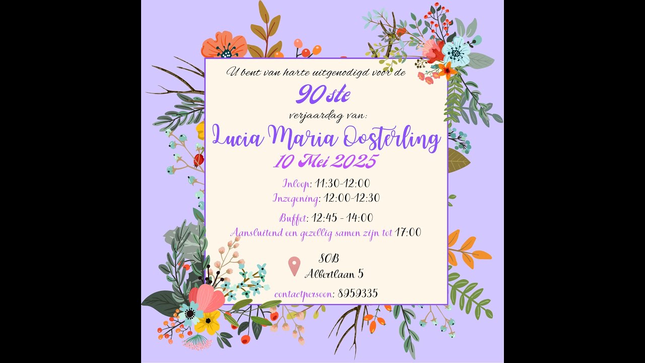 90ste verjaardag van Lucia Maria Oosterling