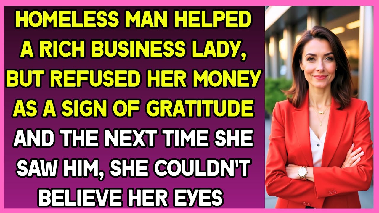 Homeless man helped a businesswoman, but refused her money as a sign of gratitude. She was shocked