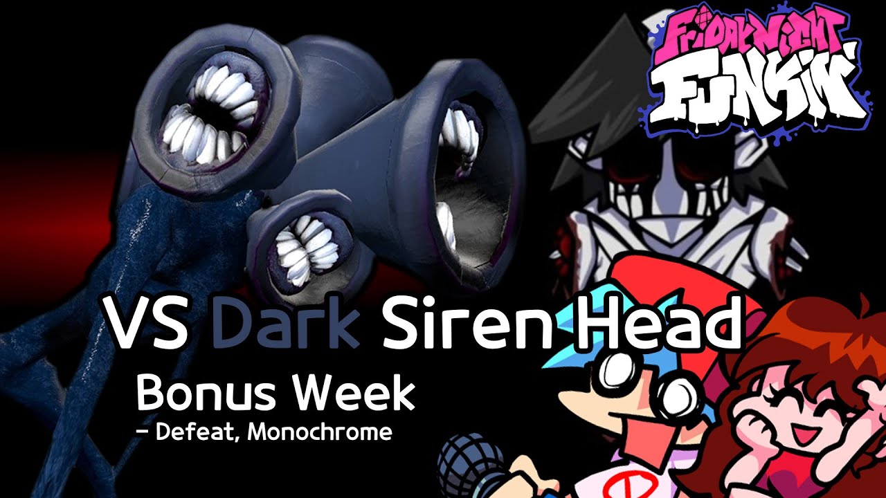 Siren Head sings Defeat, Monochrome | VS Dark Siren Head Bonus Week Friday Night Funkin'