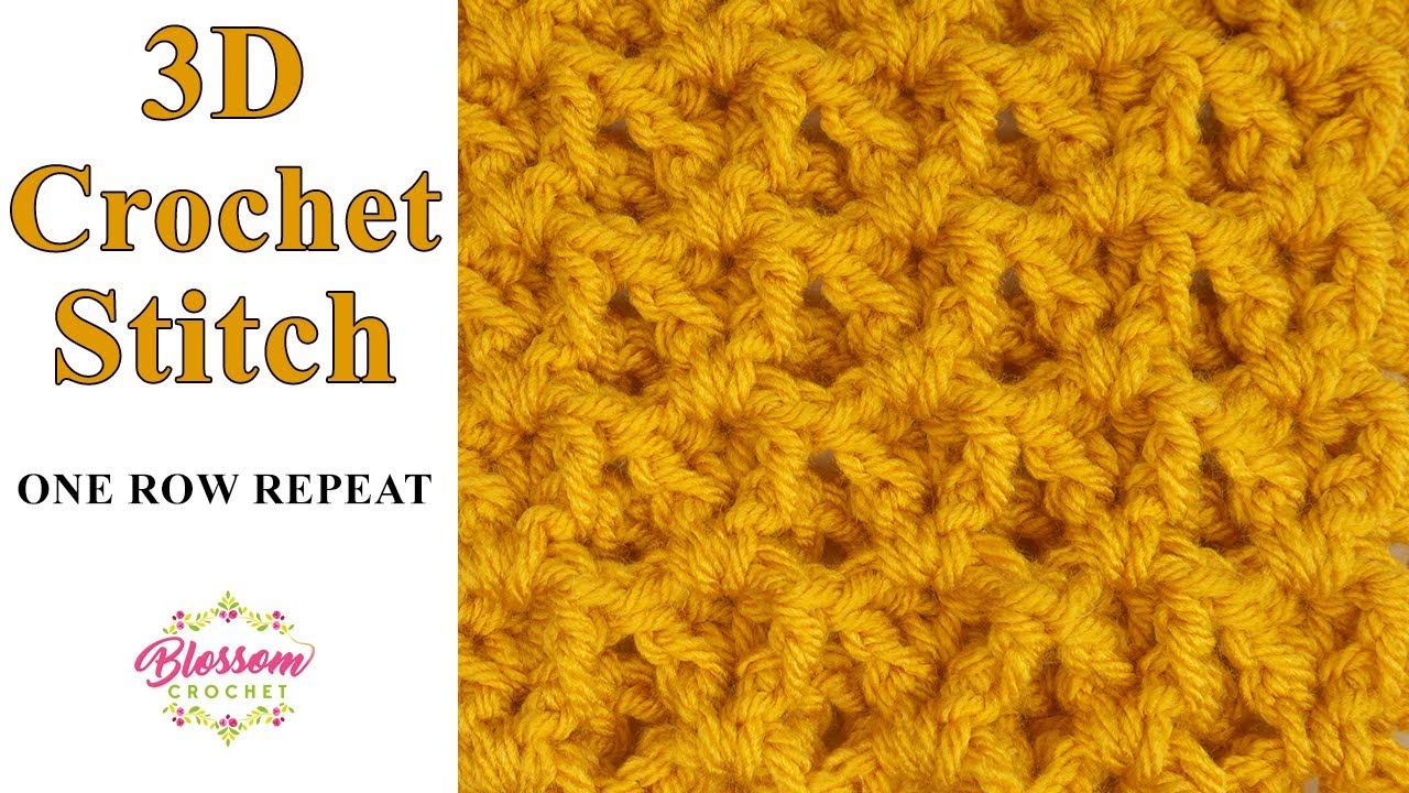 Super Squishy Chunky 3D V Stitch Blanket Stitch • ONE ROW REPEAT • Blossom Crochet Tutorial
