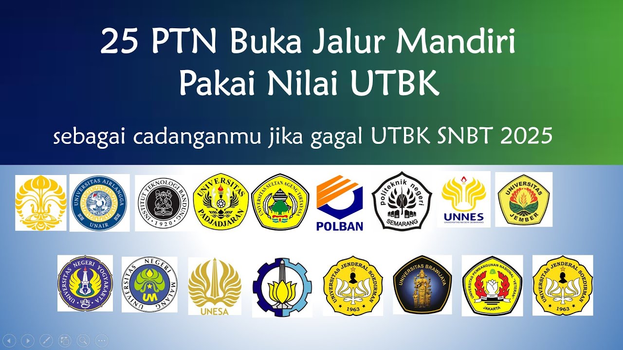 25 PTN BUKA JALUR MANDIRI PAKAI NILAI UTBK