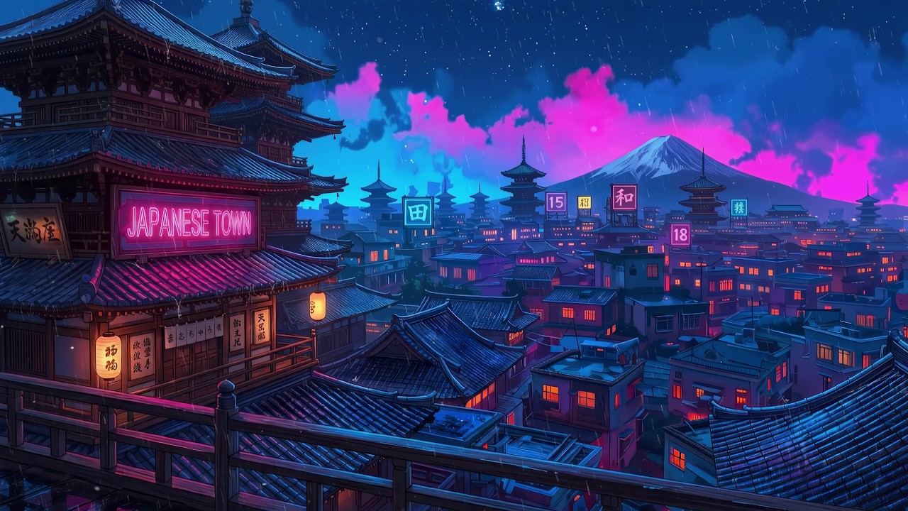 Nostalgic Retro 1980s & 90s Vibes & Lofi Hip Hop Beats 🌆 Japanese Town Ambience 🫧 Lofi Rain Playlist