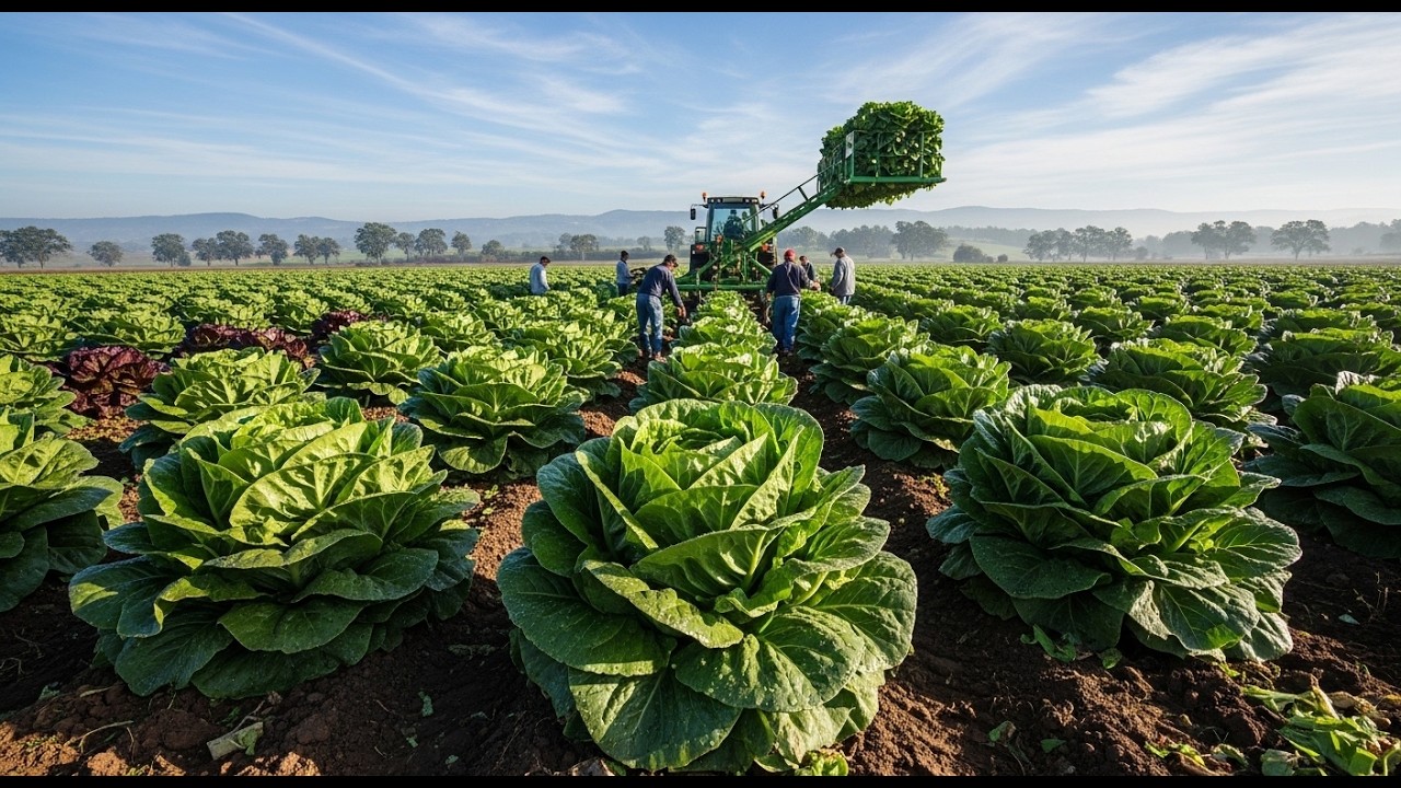MASSIVE Lettuce Harvest: High-Speed Robotic Curing & $0°C$ Vacuum Cooling