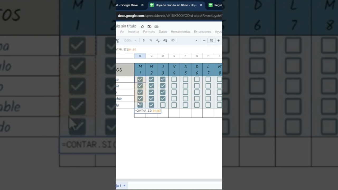 Contar casillas de verificaci&oacute;n seleccionadas en Google Sheets