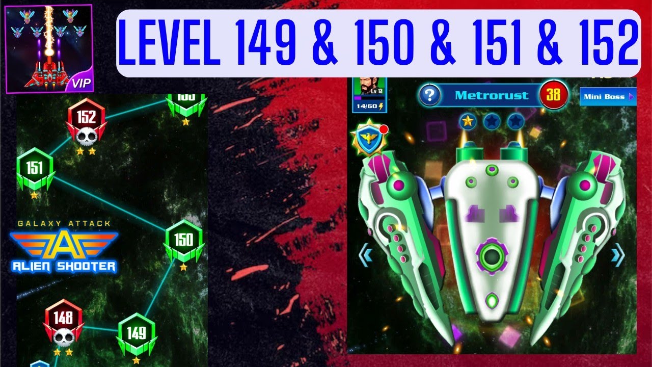 Alien Shooter Level 149 150 151 152 | Galaxy Attack Premium | Boss 38 Metrorust By Zambario Gamers
