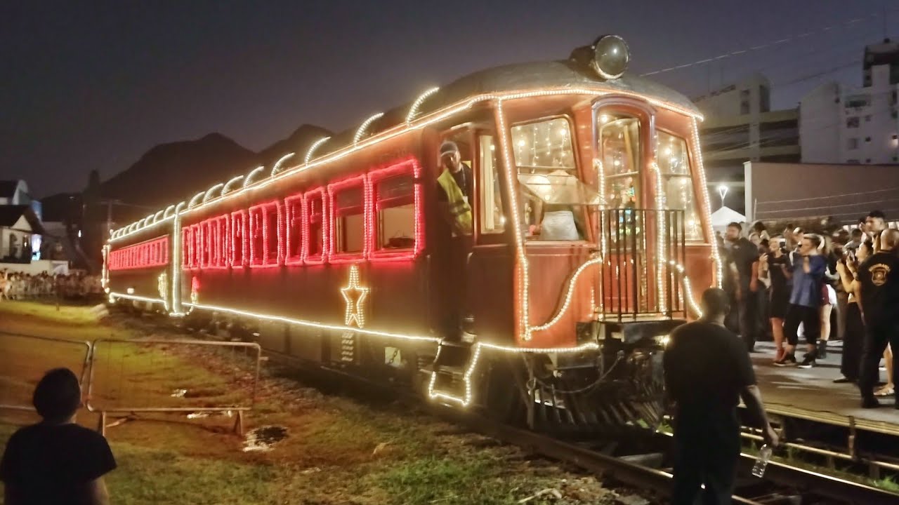 Trem natalino em Jaraguá do Sul - SC - 20/12/24 + sessão de fotos e passagem na ponte do km 76!
