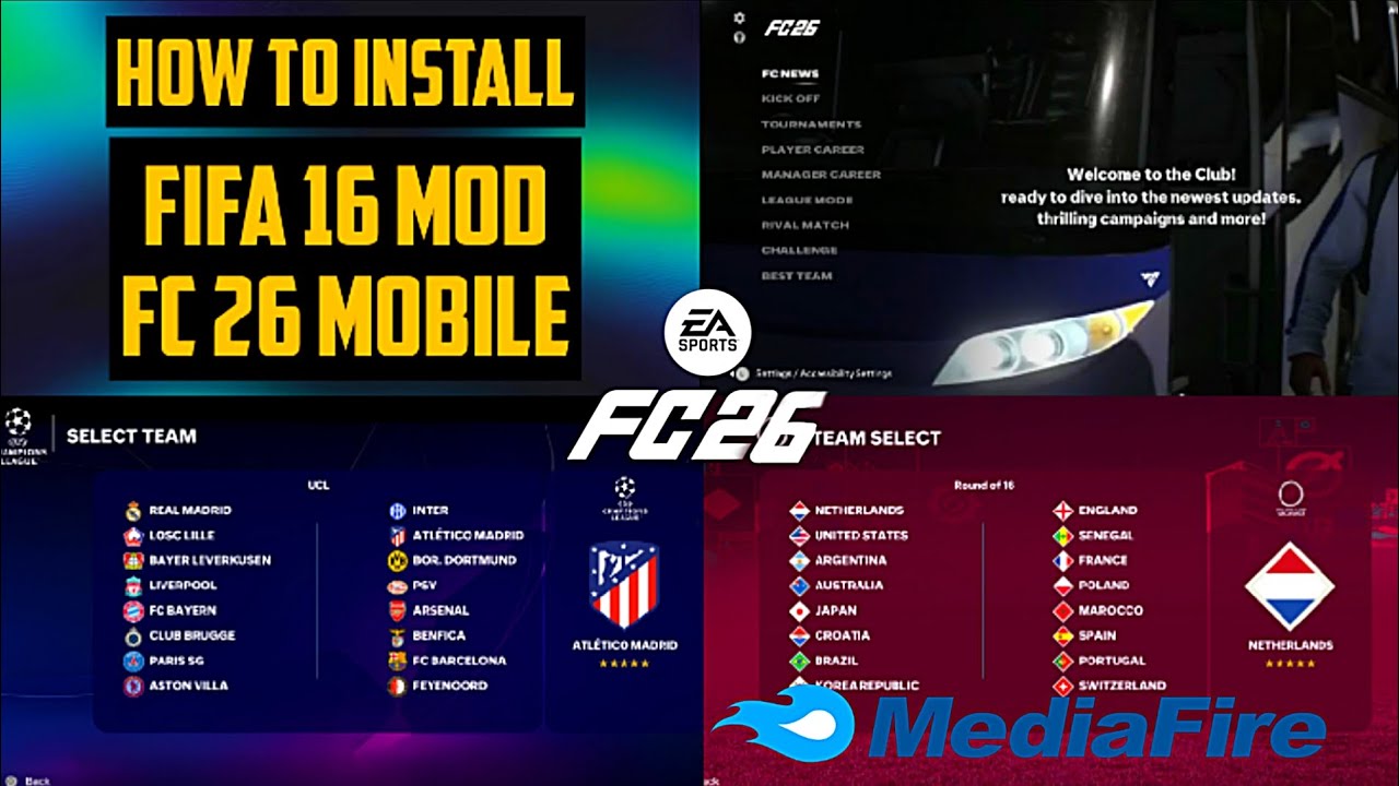 FIFA 16 MOD FC 26 MOBILE ANDROID APK DATA OBB OFFLINE MEDIAFIRE DOWNLOAD