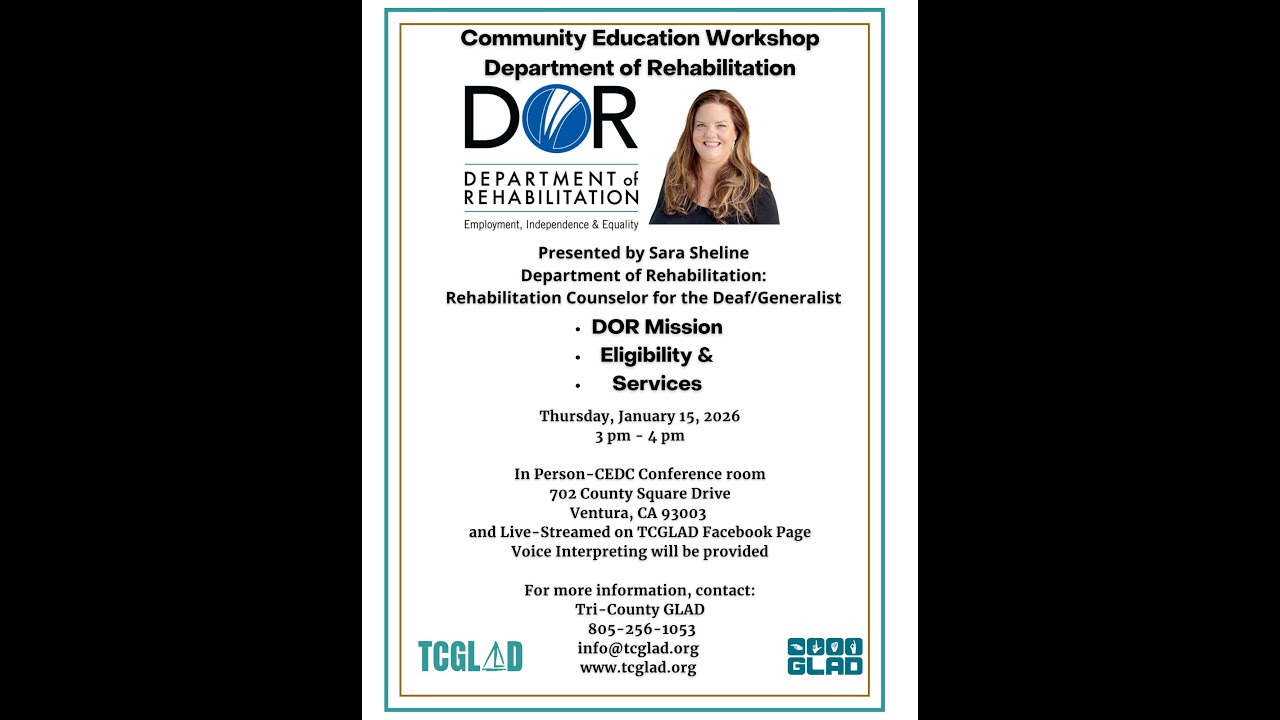 📣 Community Education Workshop: Department of Rehabilitation (DOR)