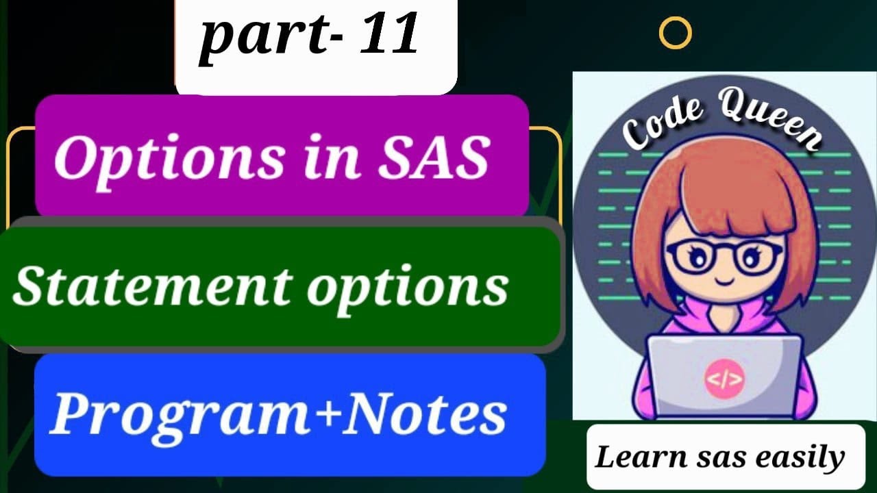 Statement options in sas | set statement |sum statement | options in sas|  #learnsas #sas