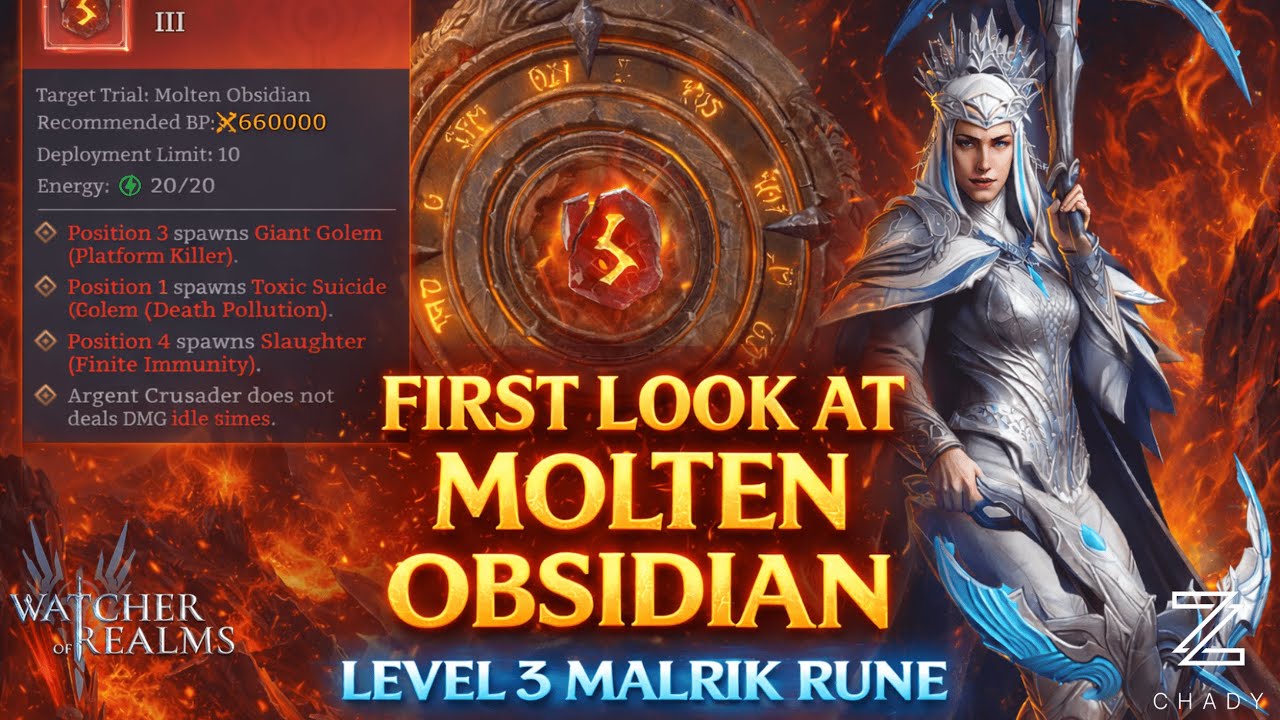 CRAZY REWARDS! | Our FIRST Molten Obsidian Rune | Malrik Level 3 Trial | Watcher of Realms