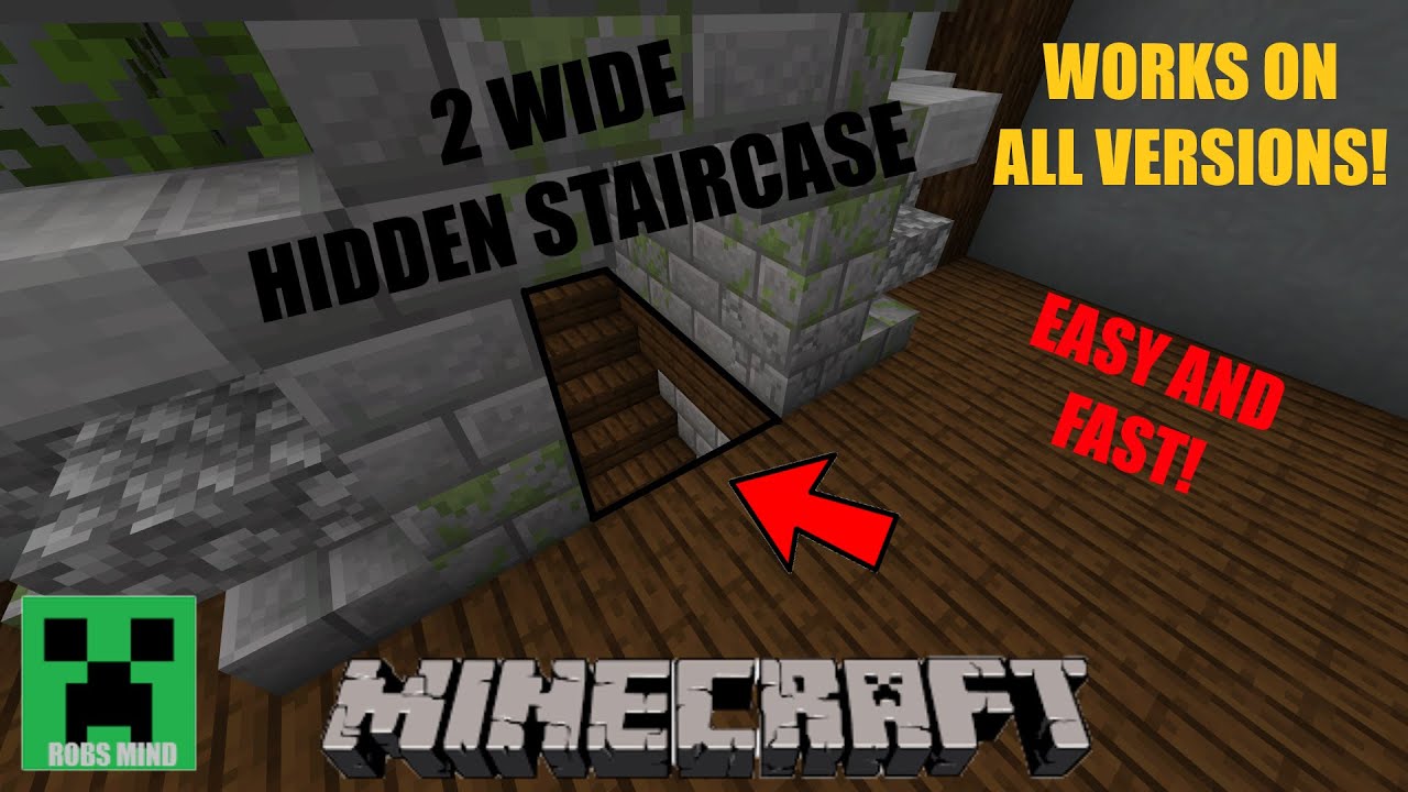Minecraft 2 Wide Hidden Staircase (All Versions)