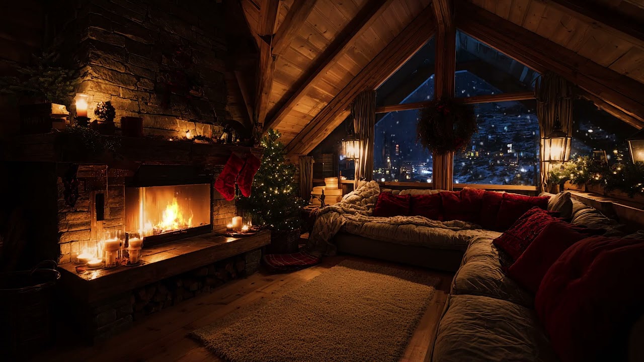 Warm Indoor Winter Ambience 2025 🕯️❄️ – Soft Piano Music by the Fireplace