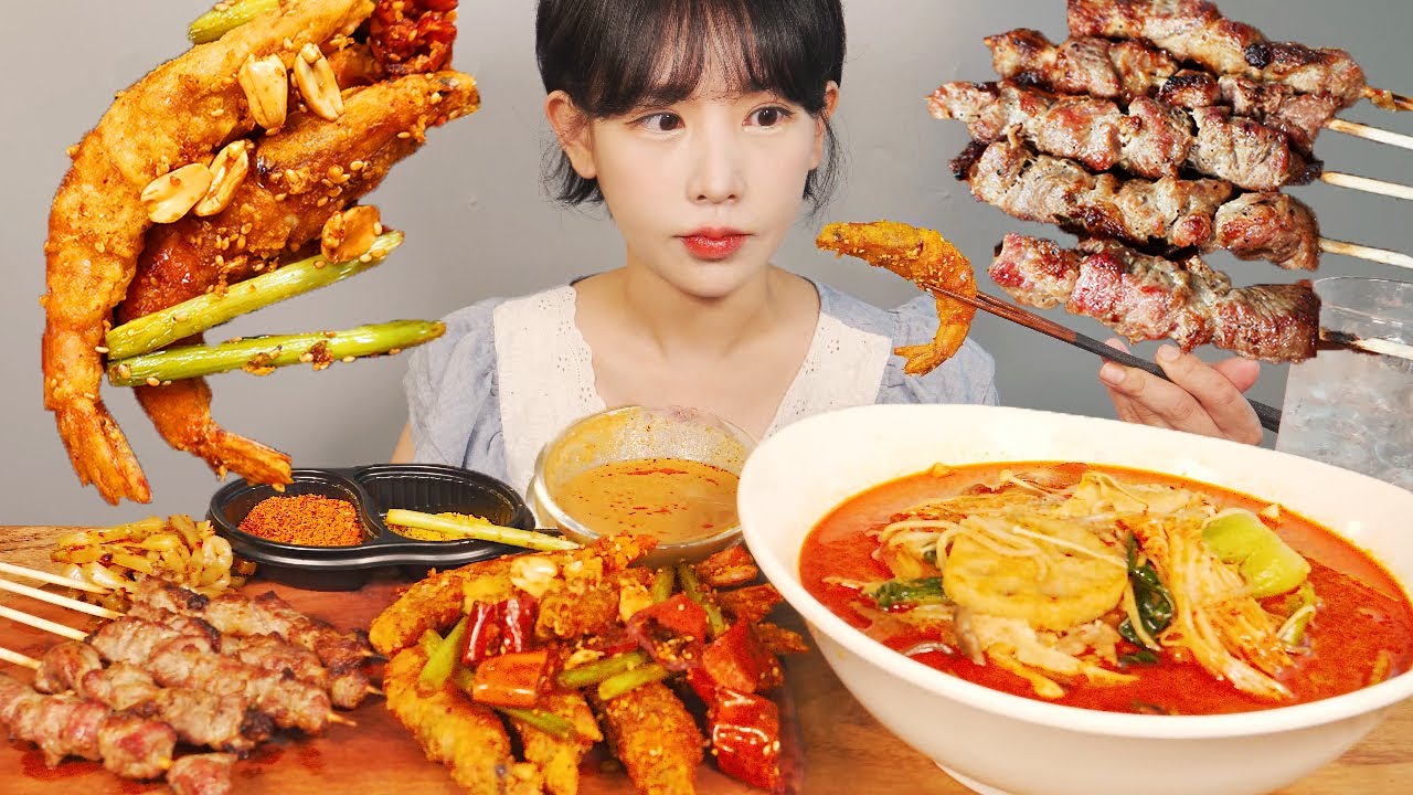 간만에 마라탕🍲 양꼬치와 향라대하🦐 먹방 Malatang & Spicy Shrimp &Lamb skewers [eating show]mukbang korean food