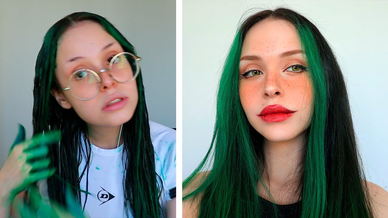 Pintando meu cabelo de VERDE em casa